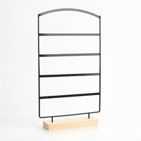 4-Tier Earring Display Stand Minimalist Earring Holder Organized Jewelry Display Rack with Wood Base Space-Saving for Boutiques, Dresser