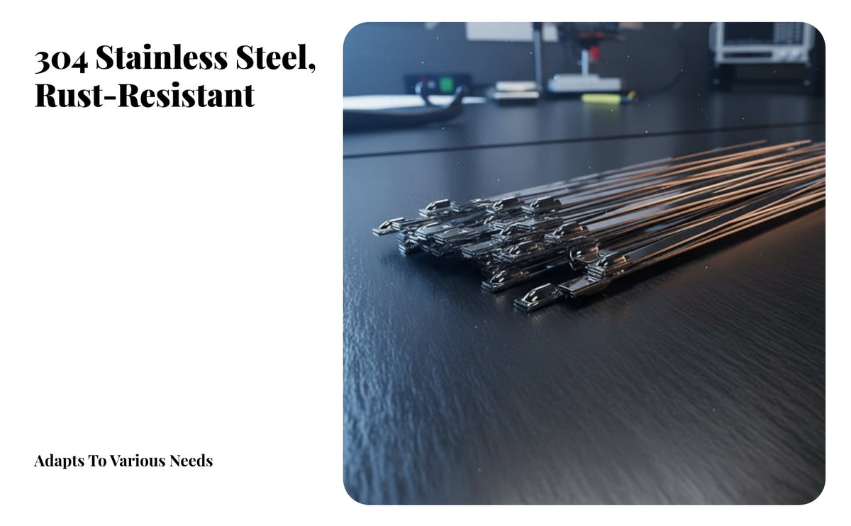 100 Pieces Stainless Steel Cord Tie Rust Resistant Stainless Steel Cord Ties Automatic-Locking Metal Ties Rust Resistant Metal