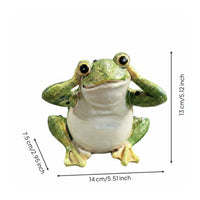 Realistic Details Resin Frog Statue Creative Design Funny Frog Garden Ornament Hand-Painted Wise Frogs Sculpture Weather-Resistant for Patio, Pondside, Desktop