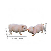 Resin Pig Figurine Realistic Pig Ornament Rounded Body Animal Sculpture Curled Tail for Garden, Courtyard, Window, Park