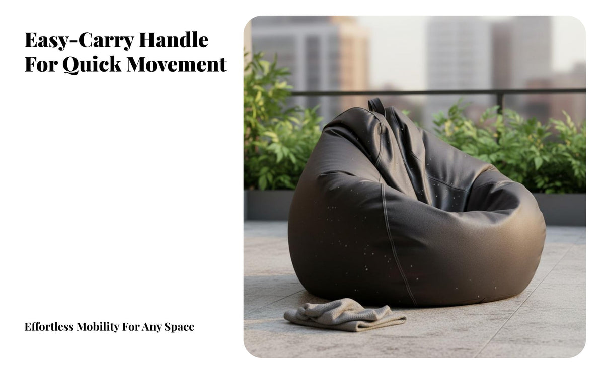 Easy to Clean Lazy Sofa Bean Bag Waterproof Tech Material Armchair Beanbag Long-Lasting Stitching Single Person Floor Lounger Portable with Handle for Adults, Students, Gamers, Living Room, Bedroom, Balcony, Apartment