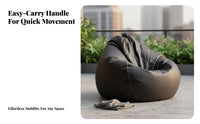 Easy to Clean Lazy Sofa Bean Bag Waterproof Tech Material Armchair Beanbag Long-Lasting Stitching Single Person Floor Lounger Portable with Handle for Adults, Students, Gamers, Living Room, Bedroom, Balcony, Apartment