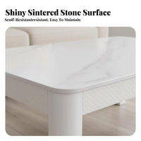 Snow White snow Finish Rounded Corner Low Table Modern Minimalist design Household Furniture Small Apartment accommodating Easy to Clean for Homeowners, Families, Adults, Living Room, Reception Area, Office, Lounge