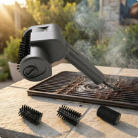 Interchangeable Heads Motorized Grill Scrubber Water Resistant Cordless BBQ Cleaner Rotating Electric Barbecue Brush Handheld