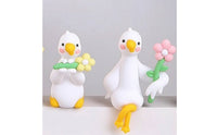 4 Pieces Duck Figurine Adorable Duck Ornament Mini Desk Decor for Office, Car Dashboard