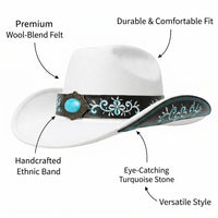 Sun Hat Fedora for Women with Wide Brim for Protection, Unisex Felt with Bohemian Design, Lightweight for Outdoor Travel