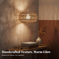 Rustic Minimalism Ceiling Light Minimalist Design Woven Lamp Shade Vintage Influenced Fiber Ceiling Light for Interior Designers, Cafe, Dining Room