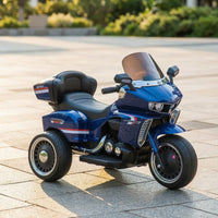 Push-Along Motorcycle Three-Wheel Motorcycle with Headlights Slip-Resistant Electric Push-Along with Backrest for Sidewalk, Playroom
