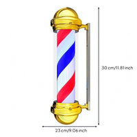 Wall-Attached Barber Pole Red Barber Shop Pole Lamp Side Arm Mount Striped Tube Light