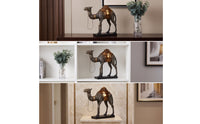 Camel Figurine on Base Bronze-Finish Camel Figurine Resin Decor for Home Stylists, Art Collectors, Living Room, Entryway, Bookshelf
