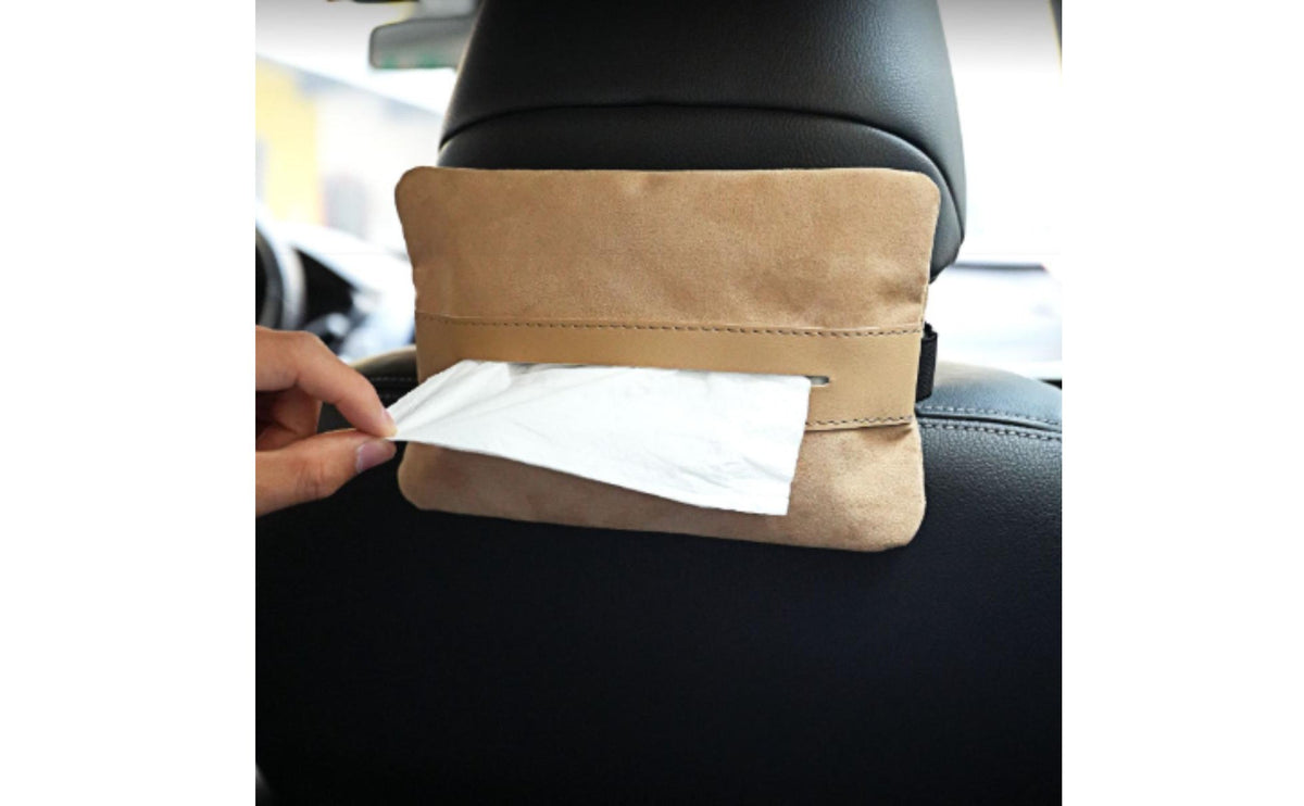 Tissue Holder with Strap Rectangular Vehicle Tissue Box Holder Soft-Touch Storage Organizer for Road Trips