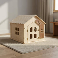 Solid Wood Pet Villa All Seasons Use Wooden Cat House Pet Tent for Small Pet Owners