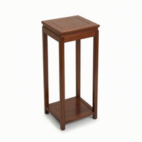 Tall Pedestal Stand with Shelf Indoor Wooden Display Stand Square Bonsai Pedestal Carved for Homeowners, Collectors