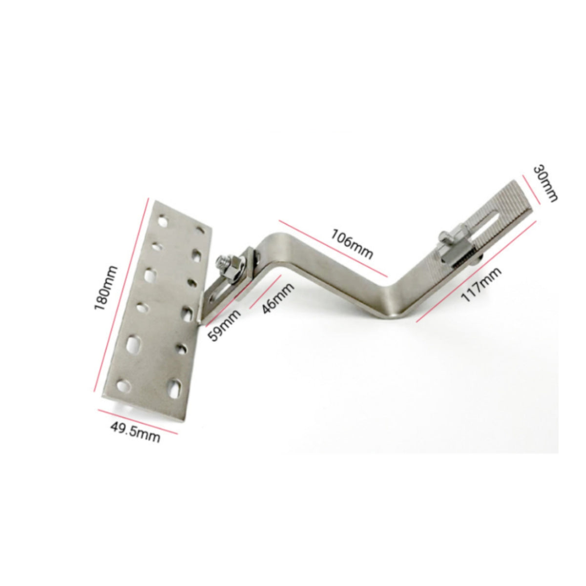 Silver Finish Stainless Steel Hook Bracket Bolted Joint Adjustable Solar Panel Hook