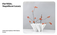 Sculptural Matt White Vase Home Decor Folded Ribbon