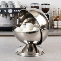 Sugar Bowl with Hinged Lid Flip-Sweetener Bowl with Lid Wide Opening Metal Seasoning Container for Coffee Lovers, Tea Drinkers, Kitchen Counter, Cafe