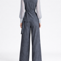 Tracksuit Womens Full Set with Mock Two Piece Top and Wide Leg Pants, Lounge for Casual Wear, 2 Outfits Long Sleeve