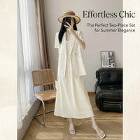 Mother of the Bride Dresses Two Piece Set with Short Sleeve Cardigan, Sleeveless Dress for Summer Wear, Wrinkle Resistant TR Material Matching