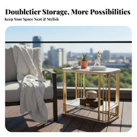 Space-Saving C-Shaped End Table Multi-Functional Nightstand Modern design Household Furniture 2-Tier Storage for Apartment Dwellers, Homeowners, Students, Living Room, Next to Sofa, Balcony, Small Spaces