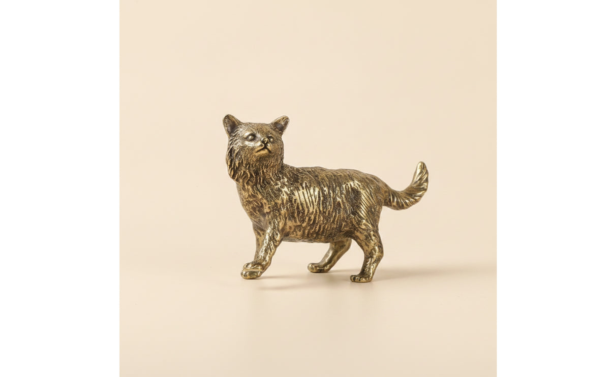 Tea Pet Distressed Desktop Ornament Textured Brass Figurine for Shelf