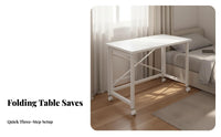 Foldable Folding Computer Desk With Wheels Mobile Computer Desk Easy Assembly Rolling Bedside Table Installation-without Cost for Students, Telecommuting Workers, Apartment Dwellers, Bedroom, Dorm Room, Small Areas