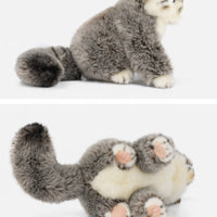Pallas's Cat Stuffed Soft Stuffed Cat with Fuzzy Tail Toy Cute Seated for Collectors, Nursery, Desk