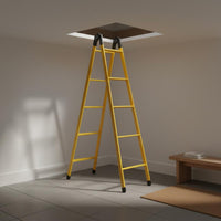 Foldable V-Shaped Frame Folding Ladder No Assembly Required Multi-Purpose Step Ladder Carbon Steel Household Tool for Outdoor