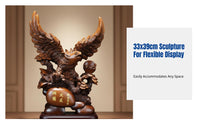 Resin Wood Grain Eagle Sculpture, Ascending Eagle Figurine, Auspicious Office Desk Decor, Chinese Style Ornament