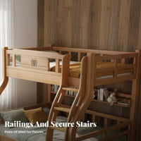 Solid Wood Bunk Bed Guard Rails Kids Bunk Bed Bed Space Saving Bedroom Furniture for Children, Students, Dormitory, Shared Room, Playroom