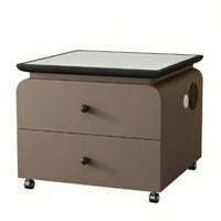 Square Nightstand with Drawer Luxury Aesthetic Bedside Storage Cabinet