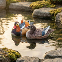 Textured Feathers Mandarin Duck Ornament Realistic Floating Duck Ornament Multicolor Painted Finish for Water-Scaping, Garden, Courtyard