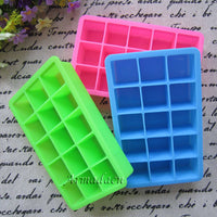 15-Cavity Silicone Square Ice Cube Tray for Homemade Large Ice Cubes and Baby Food Storage