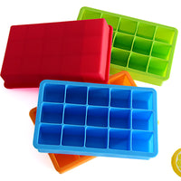 15-Cavity Silicone Square Ice Cube Tray for Homemade Large Ice Cubes and Baby Food Storage
