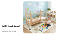 Wooden Bedside Cradle Solid Beech Wood Attached Infant Bed Liftable Guardrail Sleeping Infant Crib for Newborns, Young Children, Nighttime Feedings