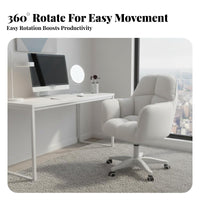 Ergonomic Backrest Upholstered Rolling Armchair Adjustable Height Desk Chair Compact Design Swivel Seat Modern Design for Students, Women, Light Ice Workers, Dormitory, Bedroom, Makeup Room, Vanity Area