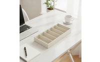 6-Compartment Jewelry Organizer Tray Flocked Jewelry Tray with Compartments Divided Drawer Insert Rectangular for Women, Collectors, Dresser, Vanity, Boutique