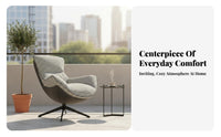 Ergonomic Design Modern Single Sofa Chair High-Density Foam Padding Single Sofa Reading Chair Easy Clean Swivel Armchair Ottoman Set Carbon Steel Frame for Readers, Homeowners, Adults, Living Room, Balcony, Bedroom
