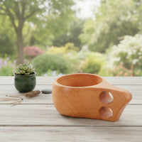 Beech Wood Cup Handheld Wooden Mug Cup with Handle Lightweight Elegant for Travel