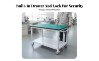 Locking Wheels Anti-Static Mobile Workbench Long-Lasting Steel Frame Mobile Work Bench Wear-Resistant Rolling Tool Cart Easy Assembly for Mechanics, Technicians, Laboratory Workers, Laboratoryoratory Oratory, Repair Shop, Warehouse, Job Sites