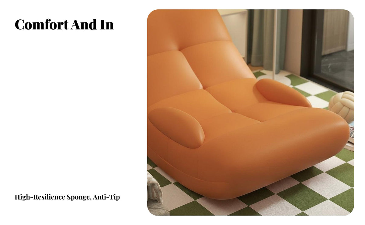 Creamy Aesthetic Upholstered Relaxation Chair Comfortable Armless Floor Rocker Gentle Rocking Motion Indoor Furniture Supportive Backrest for Teenagers, Individuals, Balcony, Living Room, Leisure Area, Reading Nook