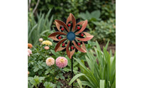 Flower Wind Windmill Decorative Metal Wind Windmill Weather-Resistant Yard Art for Lawn