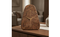 Rounded Irregular Wood Clock Easy to Read Wooden Desk Clock for Tabletop