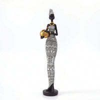African Woman Figurine Cultural African Woman Statue Slender Figurine with Bowl for Living Room