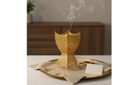 Arabic Style Scent Burner Golden Finish Hollow Metal Incense Burner Relaxing Atmosphere Table Ornament for Living Room, Tabletop