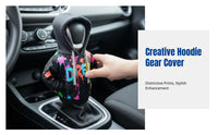 Creative Hoodie Car Gear Shift Knob Cover, Printed Polyester Dustproof Sleeve, Universal Car Interior Decoration