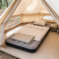 Inflatable Mattress and Air Bed for Camping Gear, Flocked Air Mattress with Built-in Pillow and Foot Pump, 25cm Thick Outdoor Mat, Picnic Mat
