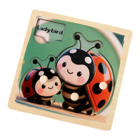 3D Wooden Knob Puzzle Cartoon Wooden Puzzle with Pegs Compact Toy Lightweight for Children, Classroom