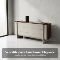 Wood Top Buffet Cabinet Italian Minimalist Styling Living Room Storage Cabinet Designer Design Modern Credenza for Renters, Villa, Entryway