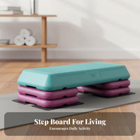 Non-Slip Surface Aerobic Step Platform Stable Design Fitness Stepper with Risers Heavy Duty Aerobic Exercise Deck Reinforced Construction for Home Gym