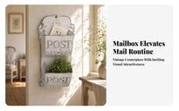 Embossed Lettering Decorative Mailbox Scrollwork Details Wall-Mounted Mailbox Organizer Distressed Finish Rustic Post Box